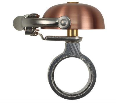 Crane Bell Co. Mini Suzu Fahrradklingel mit Headset Spacer - Kupfer Gebürstet