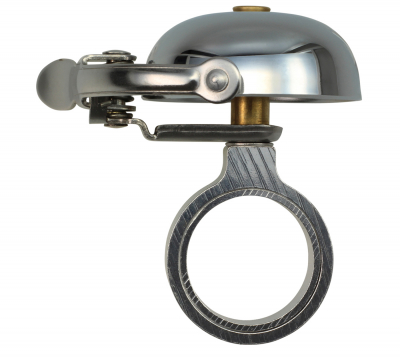 Crane Bell Co. Mini Suzu Fahrradklingel mit Headset Spacer - Chrom