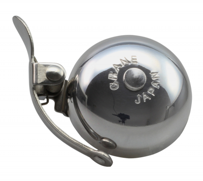 Crane Bell Co. Mini Suzu Bicycle Bell w/ Ahead Cap Mount - Polished Silver